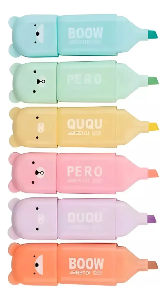 Marca Texto Colorido Ursinho Mini 6 Cores